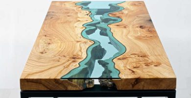 Mesa de madera rio epoxy